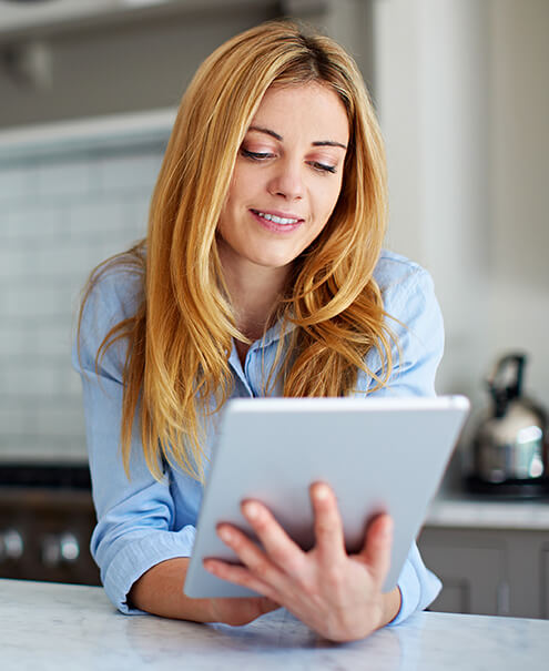 woman using tablet